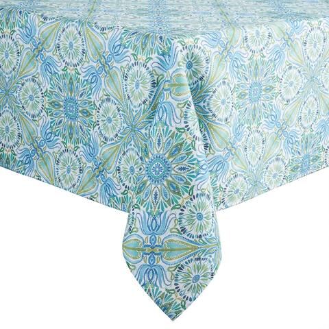 Fiesta Greencove Indoor/Outdoor Tablecloth 2-Pack Set, Green/Blue, 60"x102"