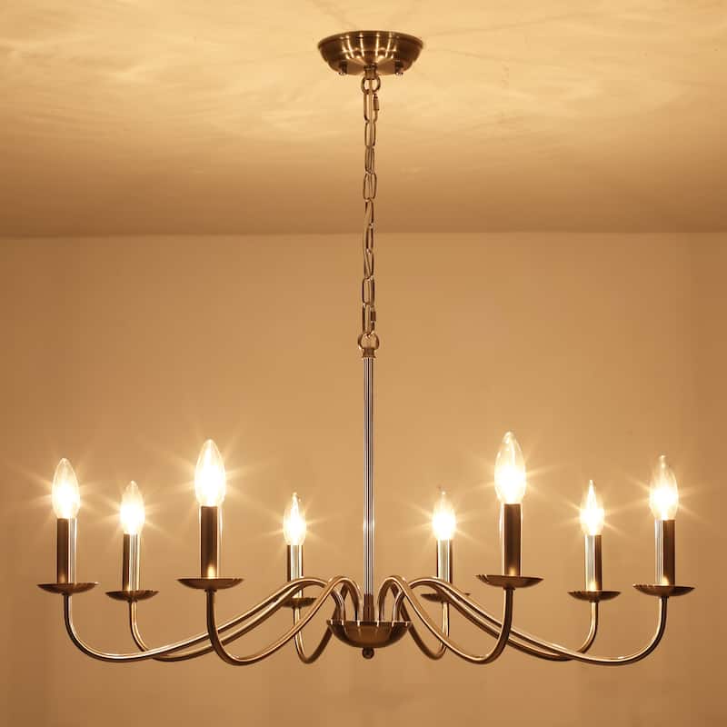 8-Light 30.7 in. Farmhouse Chandeliers for Bedroom Living Room Study