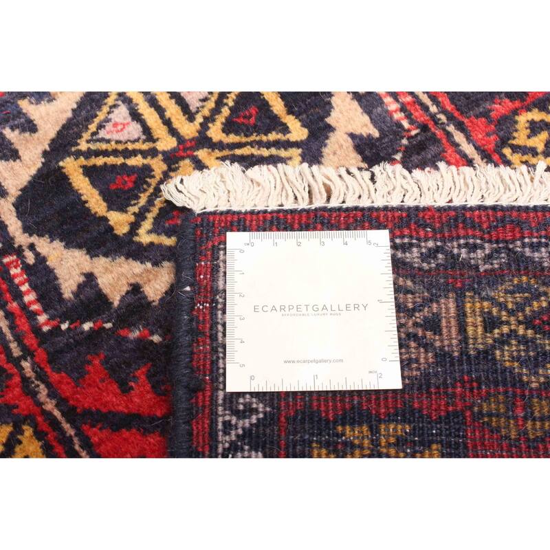 ECARPETGALLERY Hand-knotted Baluch Red Wool Rug - 1'7 x 6'2