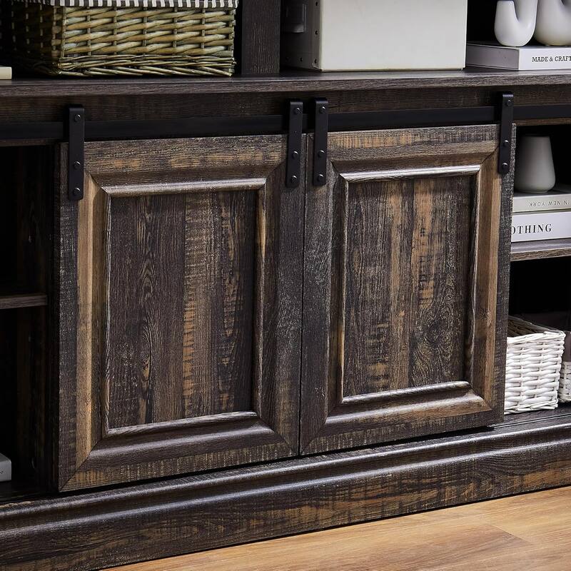 Roomfitters Mid Century Modern Media Console Table, Storage Cabinet, Multipurpose Sliding Door TV Cabinet