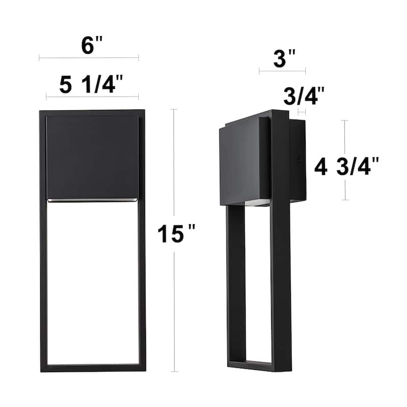 1-Light Matte Black Integrated LED Outdoor Wall Light Sconce