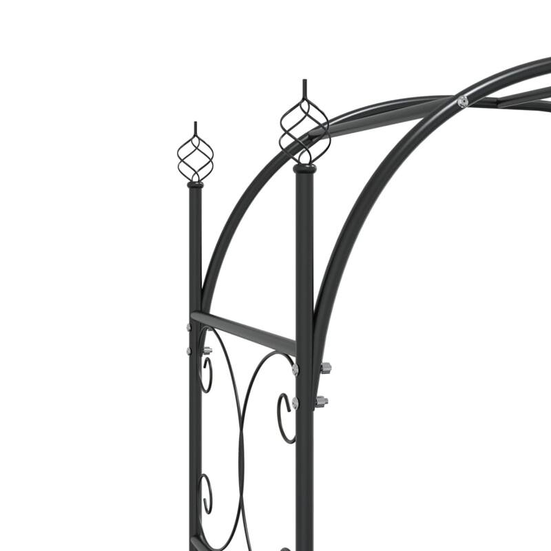 vidaXL Garden Arch With Gate Black Powder-coated steel Extra Tall