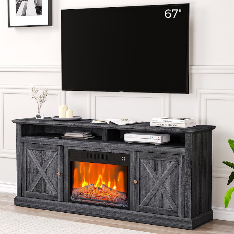 Farmhouse Electric Fireplace TV Stand for TVs up to 65 Inch - 65 inches