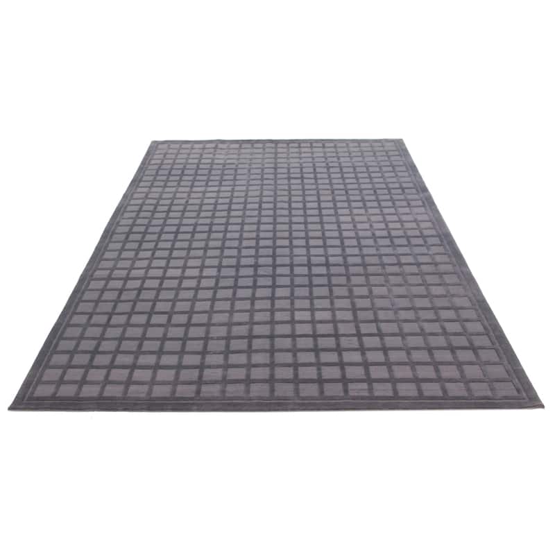 ECARPETGALLERY Hand-knotted Kathmandu Grey Wool Rug - 8'0 x 10'0