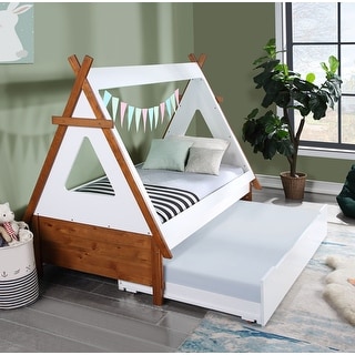 Loreen Oak& White Finish Twin Bed kids beds