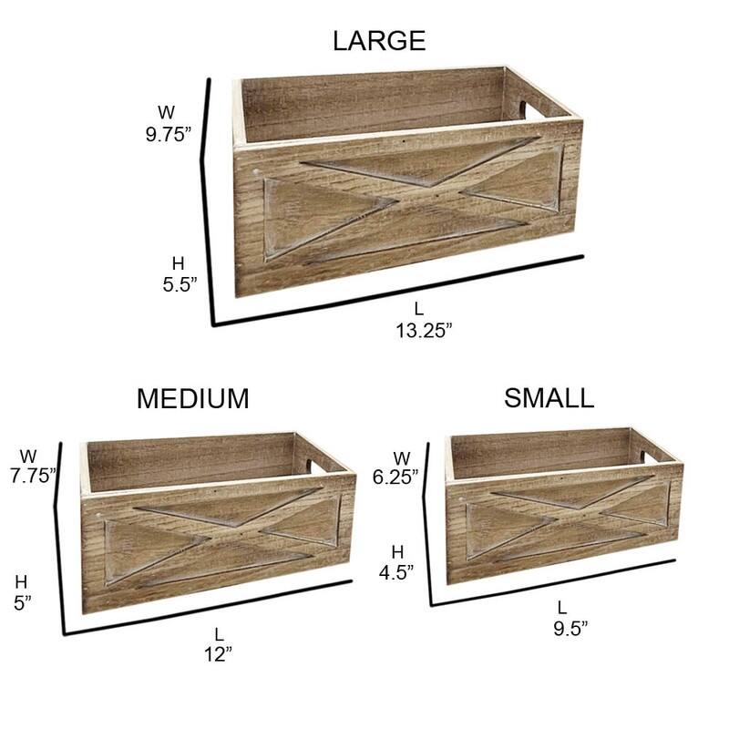 Rustic Barn Door Style Wooden Crates, Set of 3