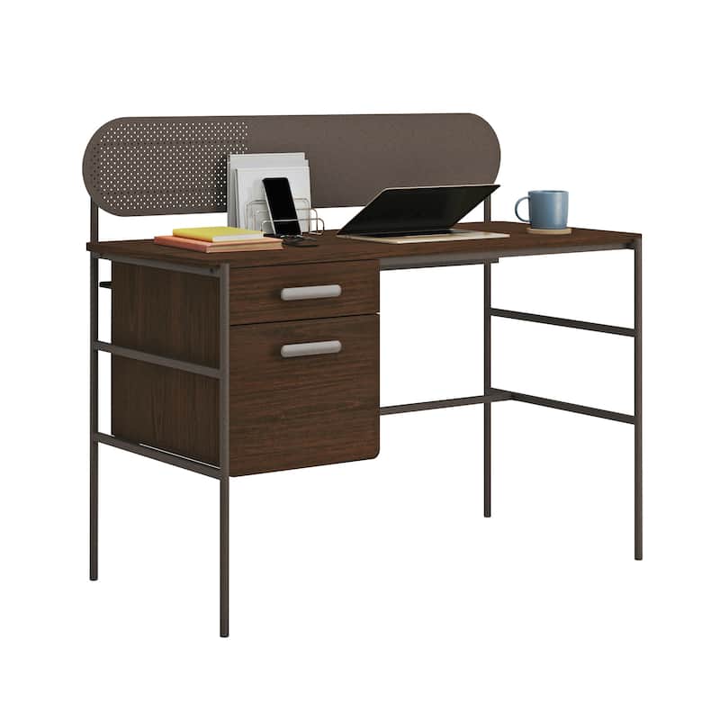 Wood Desk with interlock drawers, Brown