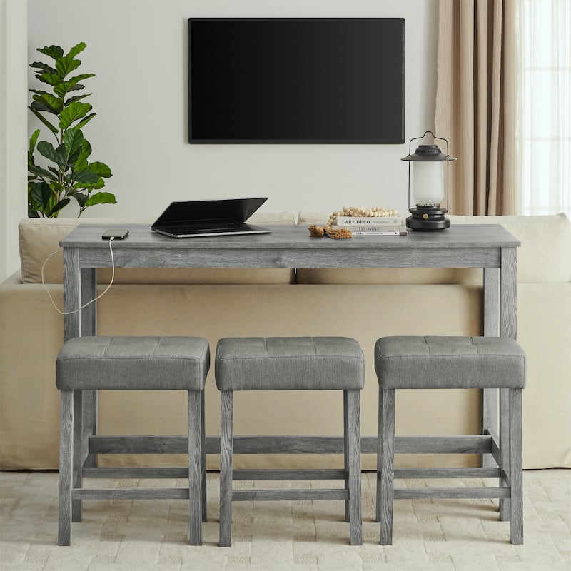 7-Piece Wood Dining Table Set with Spliced Tabletop & Marble Patterned Table Legs, Diamond Shaped Backres, Non-Slip Mat White