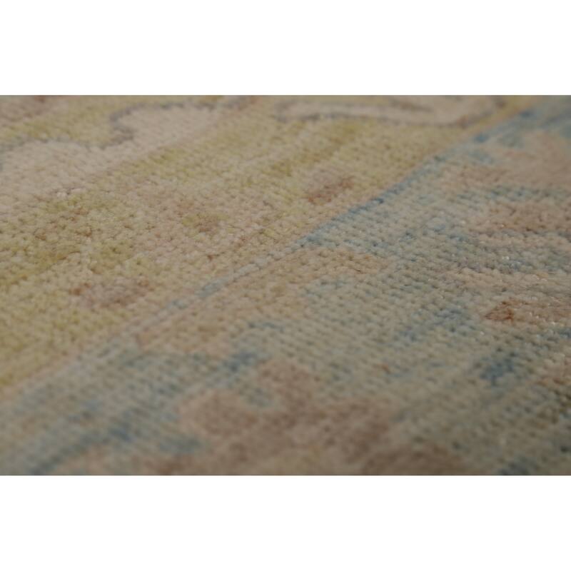 Beige Vegetable Dye Oushak Turkish Area Rug Hand-Knotted Wool Carpet - 7'10"x 9'10"