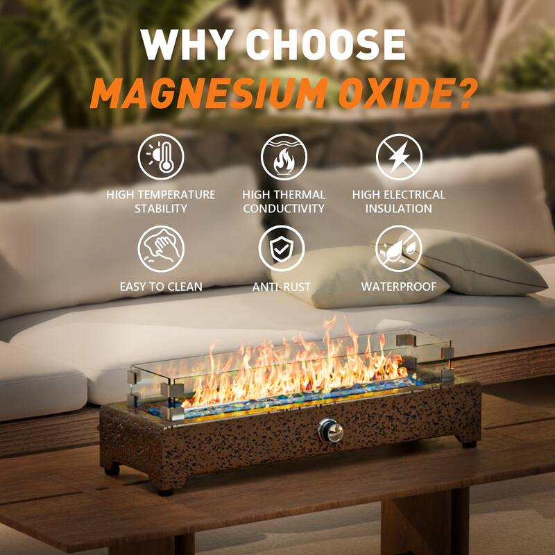 COSIEST 2-Piece Rectangular Tabletop Fire Pit,Outdoor Heater