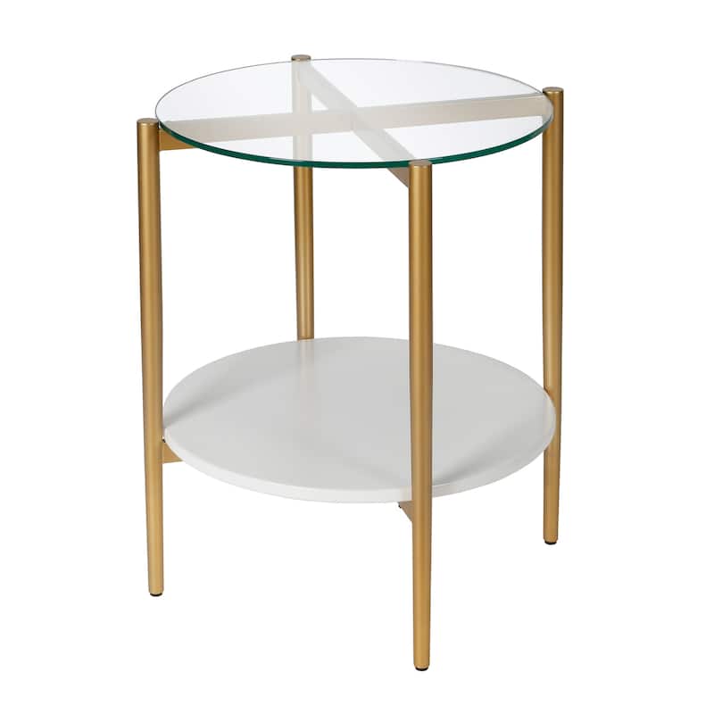 Otto 20" Wide Round Side Table with MDF Shelf