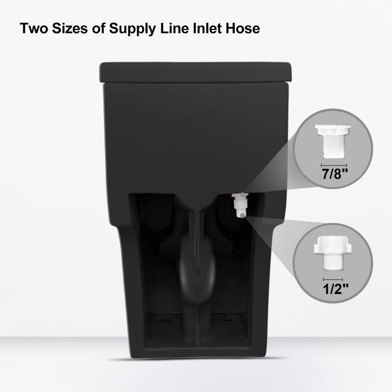 HOROW 1 Piece Dual Flush Elongated Toilet Black 0.8 1.28 GPF Seat Included 12 Inch Rough In - N/A