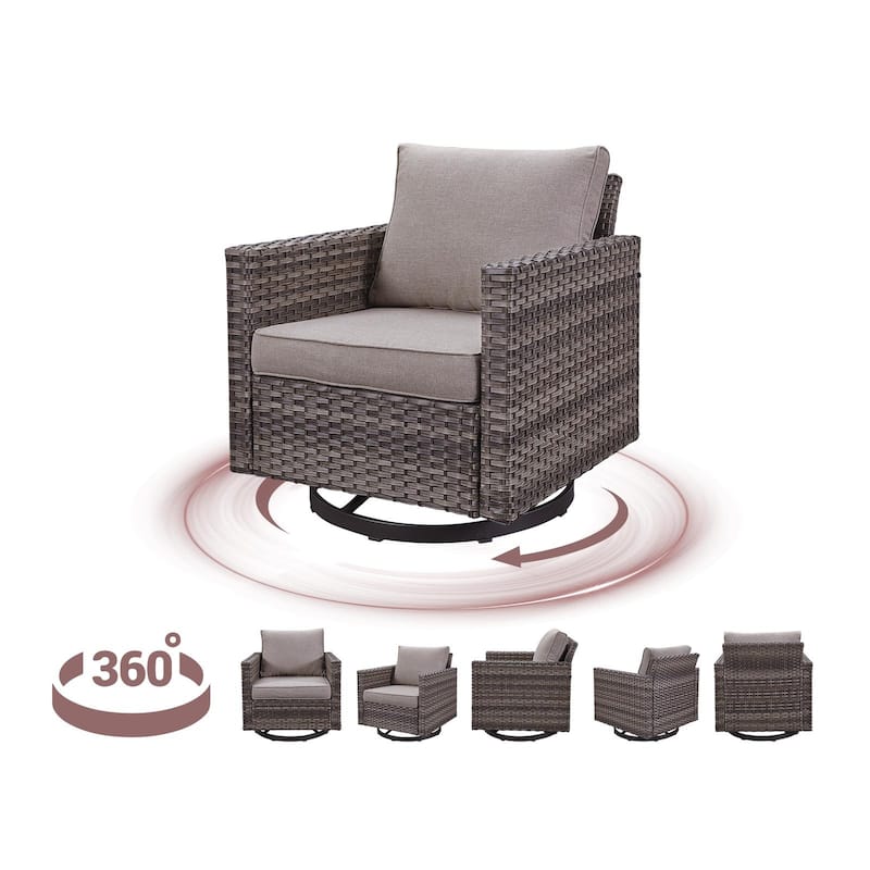 Gymojoy Patio Wicker Rocking Glider Chair with Cushion - Grey - Grey
