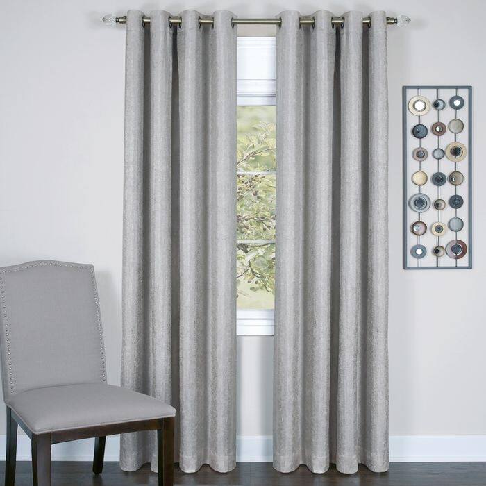 Copper Grove Sam Houston Taylor 8 Grommet Lined Window Curtain Panel - Silver - 63 Inches