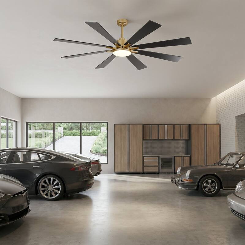 Vaczon 72" Transitional Gold Smart Large Ceiling Fan with Dimmable LED Light and Remote