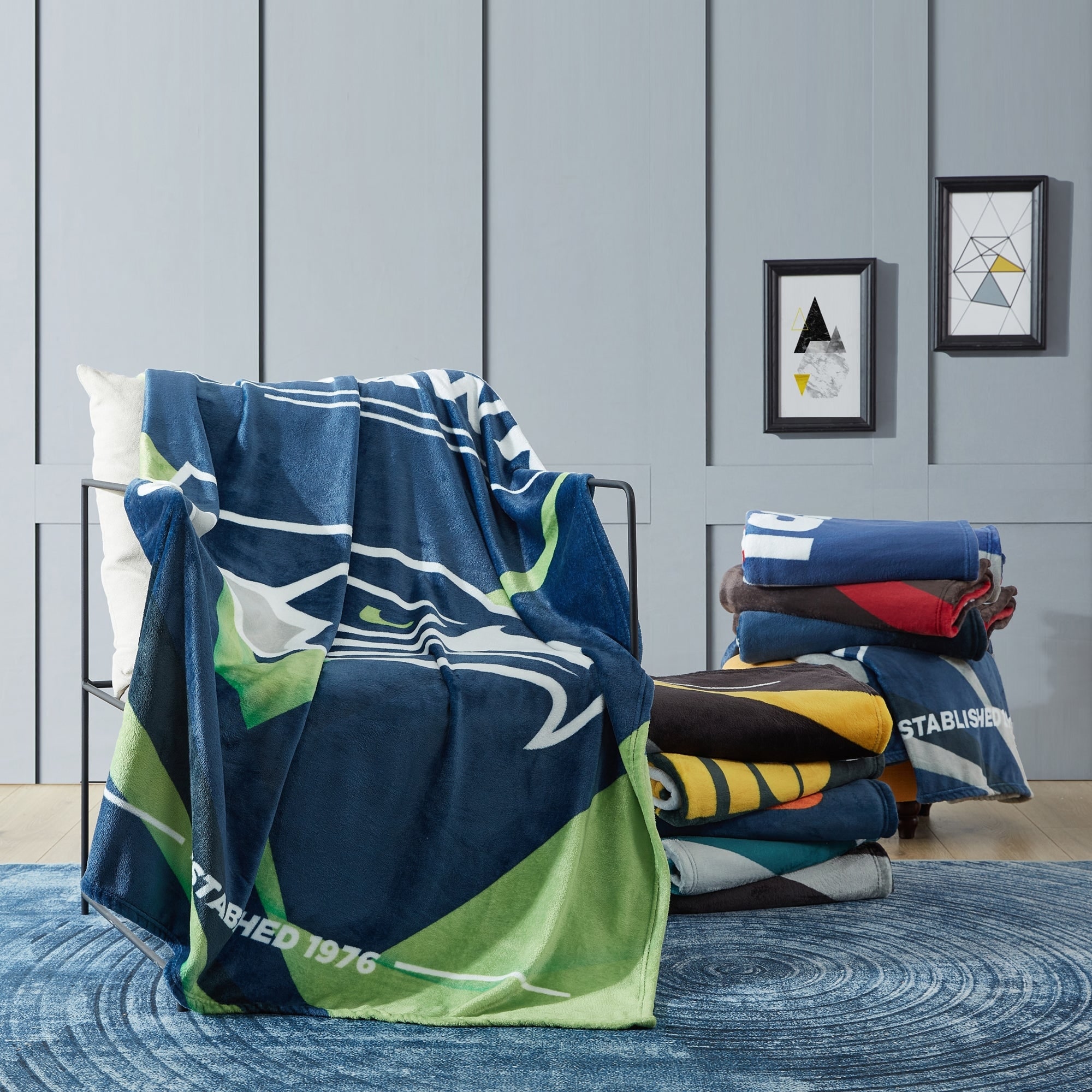 Seattle Seahawks NFL Licensed Burst Coral Fleece Throw Blanket
