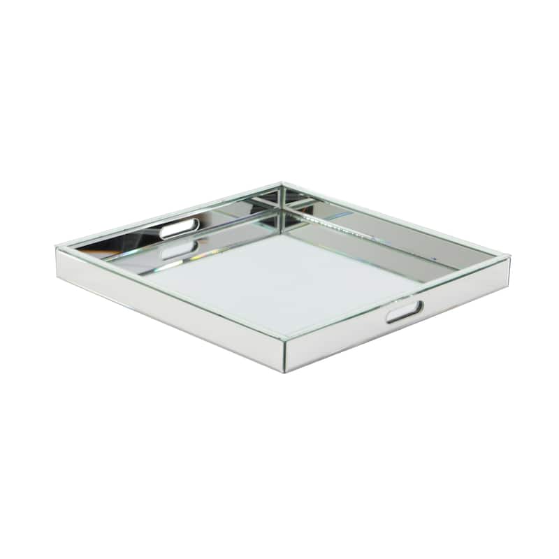 Silver Wooden Mirrored Tray