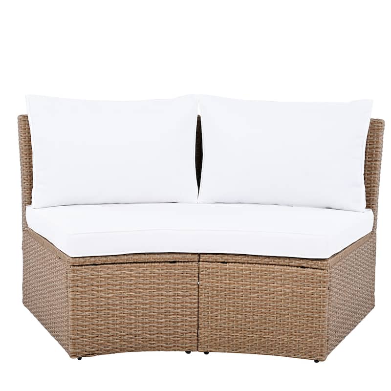 10-Piece Outdoor Rattan Modular Sectional Sofa Set with Coffee Table, Storage Box, Side Tables