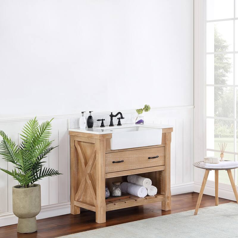 Villareal Bath Vanity with Composite Stone Top without Mirror