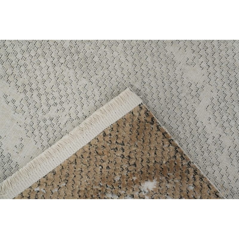 Machine Made Oriental Polyester Carpet Modern Contemporary Greys & Charcoal Modern Area Rug - 7' 5'' X 5' 2''