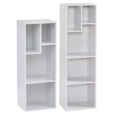 VECELO 3-Tier Bookcase and 4-Tier Bookcase set, Modern & Contemporary Wooden Bookshelf sets(set of 2)