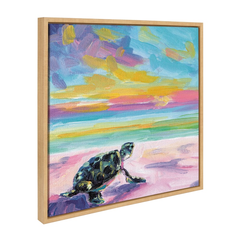 Kate and Laurel Sylvie Turtle Framed Canvas by Rachel Christopoulos