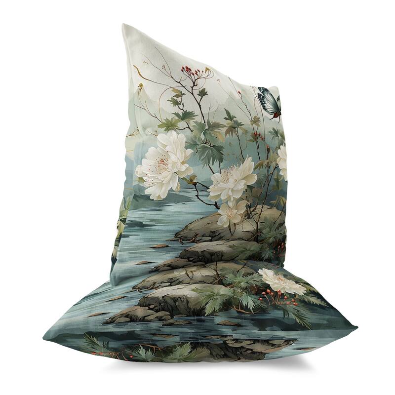Lime And Green Butterfly Crest Ridge Faux Suede Throw Pillow Zipper