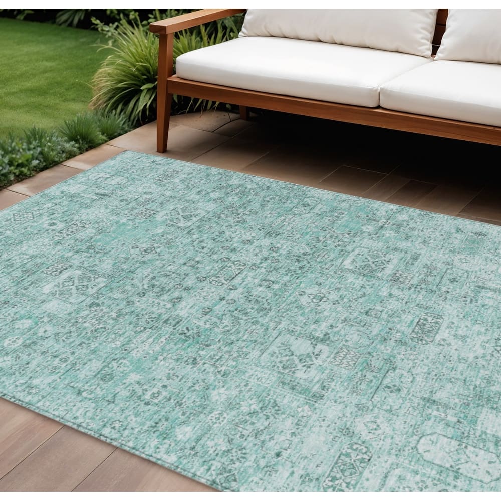 HomeRoots Floral Transitional Rectangle Outdoor Rug
