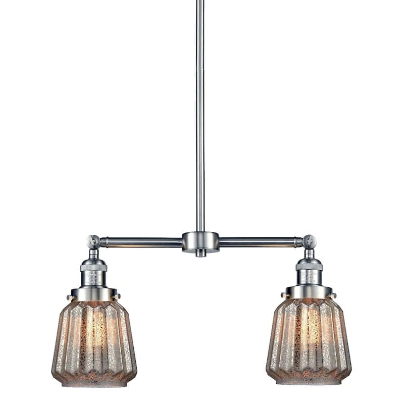 Innovations Lighting Chatham 2 Light 21" Wide Linear Chandelier - Brushed Satin Nickel / Mercury Plated