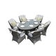 preview thumbnail 8 of 8, 7-Piece Patio Wicker Dining Set with 6 Dining Chairs Grey 
