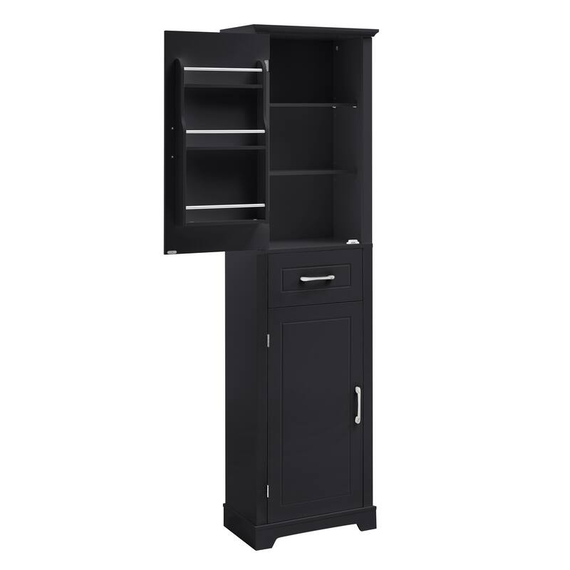 Modern Tall Bathroom Cabinet, Freestanding Storage Cabinet with 2 Doors, 1 Drawer and Adjustable Shelves, for Bathroom, White