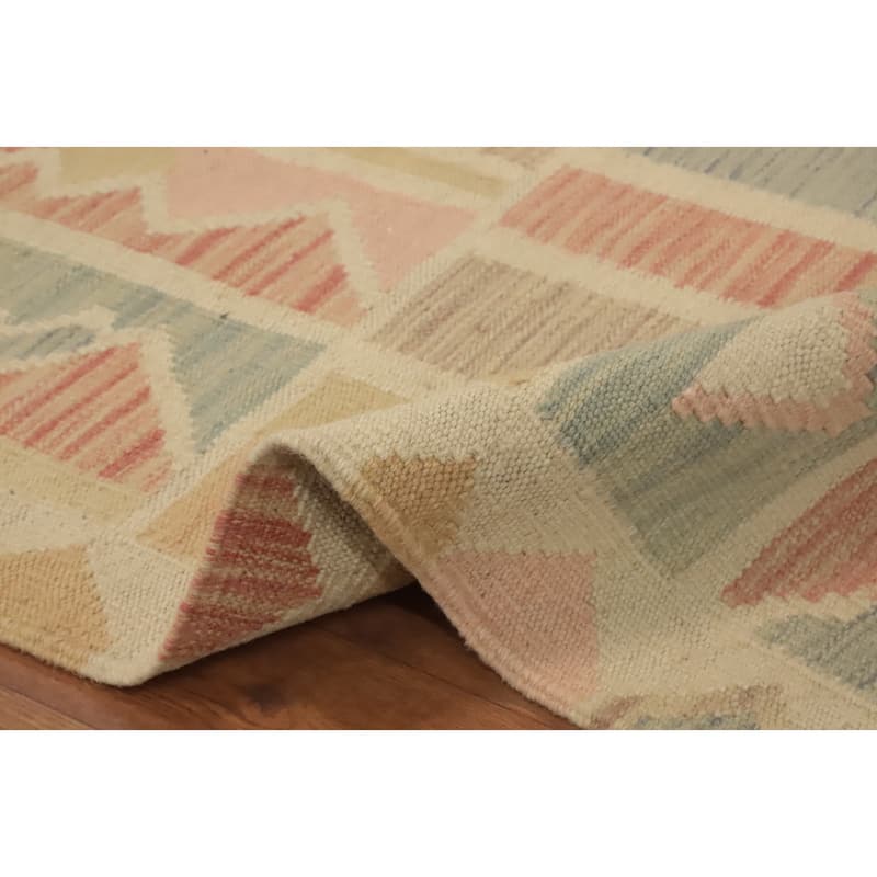Hand Woven Oriental 100% Wool Carpet Southwestern Tribal Multi-Colored Kilim Runner Rug - 8' 1'' X 2' 1''