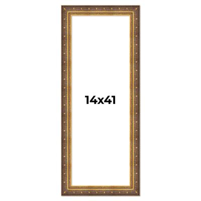 14x41 Frame Vintage Gold Solid Wood Picture Frame | 2.5 Inch Moulding
