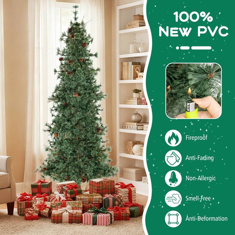 Costway 6/7/8 FT Artificial Christmas Tree with 370/502/702 Branch & - See Details - Green