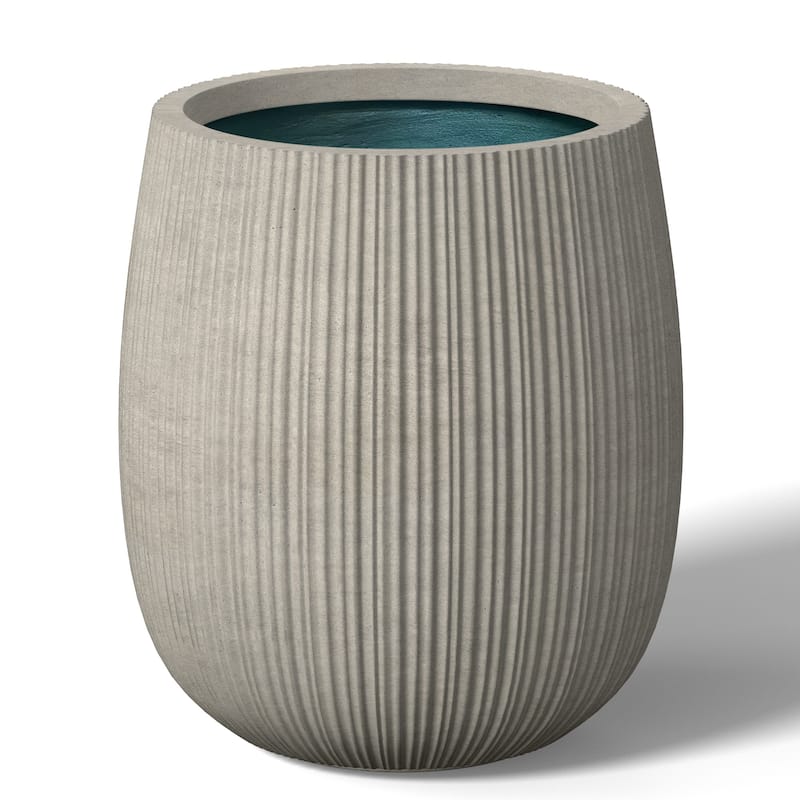 Concrete Round Planter with Enhanced Interior - Natural Gray - 12.5 x 14.5 in