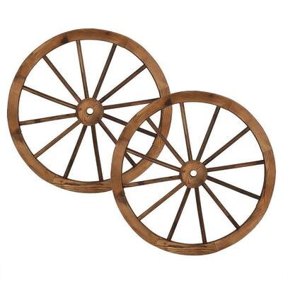 Pair of 30'' Vintage Wood Wagon Wheel Wall Decor