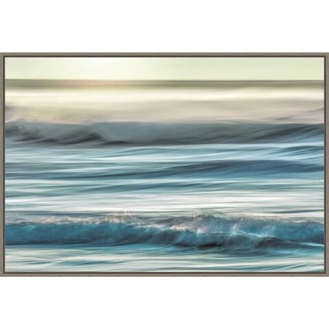 Motion blur of sunset on coast by Don Paulson Danita Delimont (33 x 23 in.), Framed Canvas Wall Art Print - Sylvie Greywash