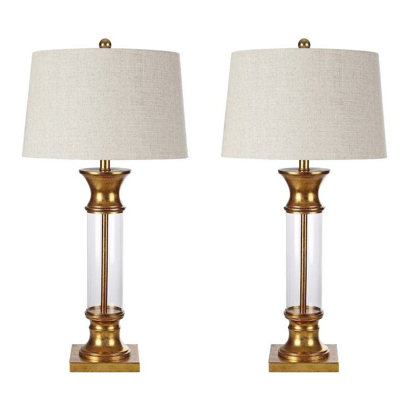 Stevens 32" Metal/Glass LED Table Lamp, Bronze (Set of 2) by JONATHAN Y