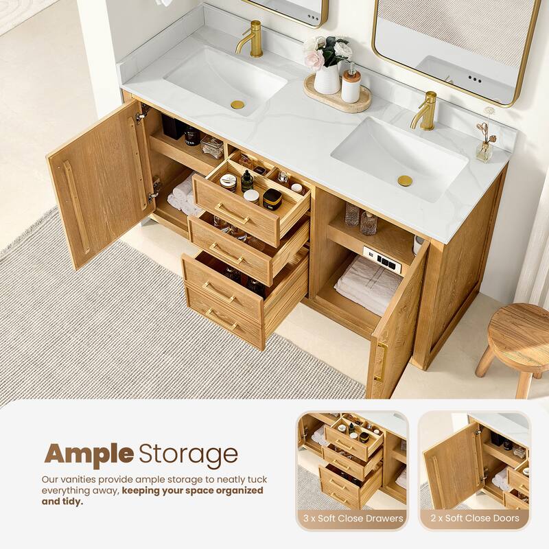 Jakarta Bath Vanity with Quartz Stone Top without Mirror