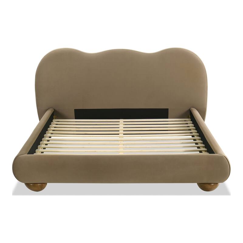 Furniture of America Nilo Modern Fabric Upholstered Platform Bed with Curved Headboard