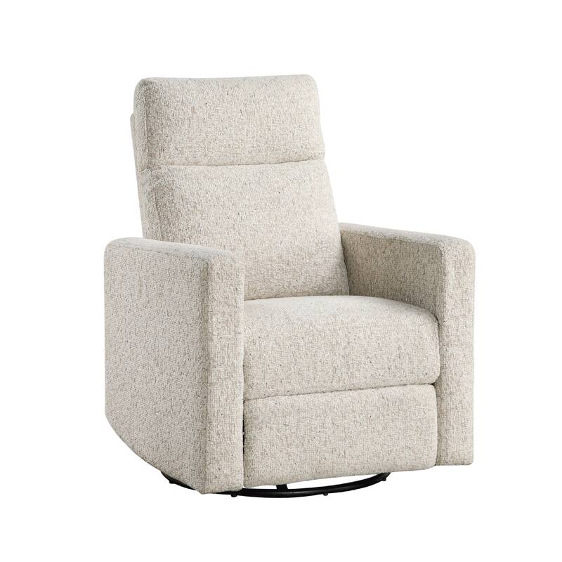 Yujo Recliner Chair, Manual, 30 Inch, Beige Chenille, 360 Swivel