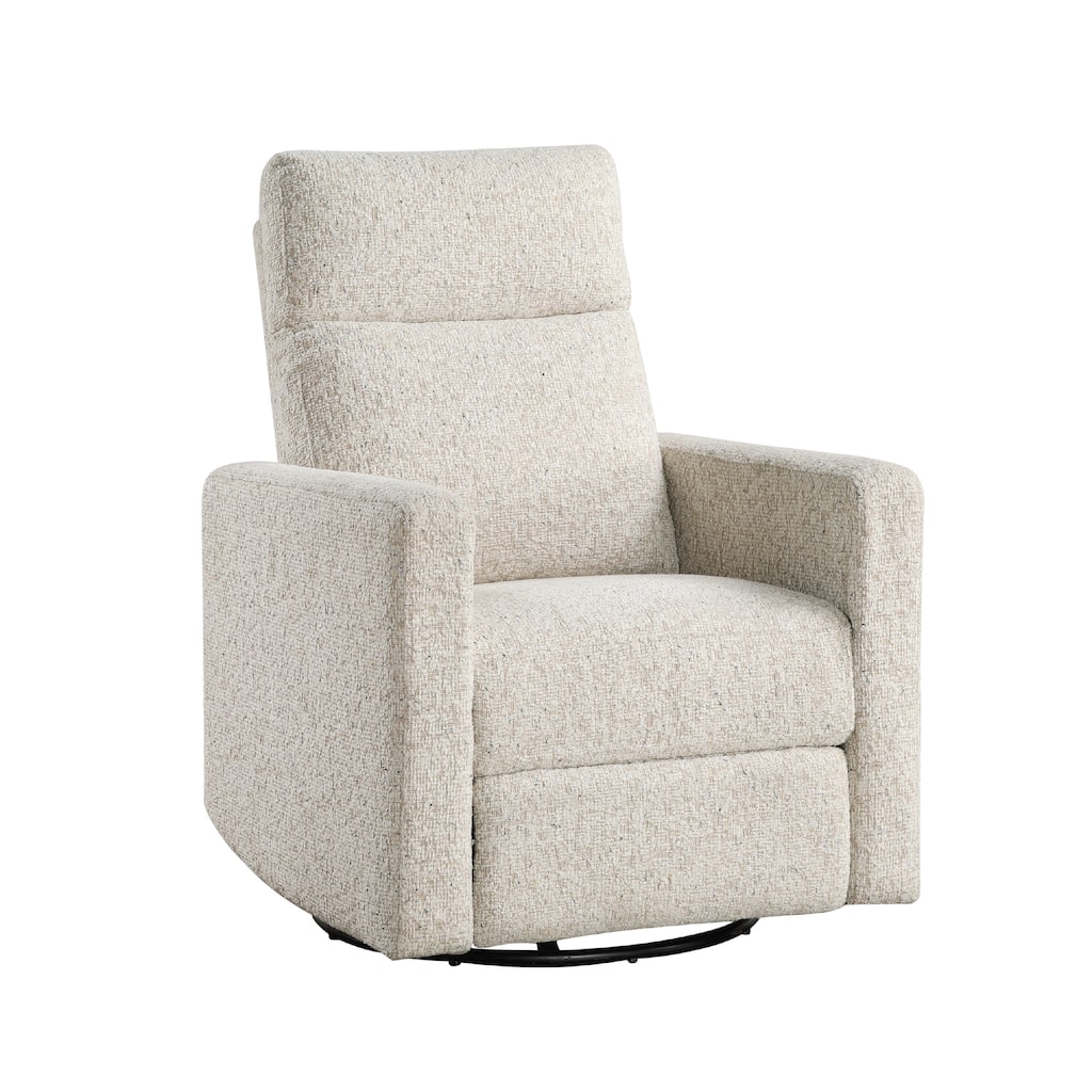 Yujo Recliner Chair, Manual, 30 Inch, Beige Chenille, 360 Swivel