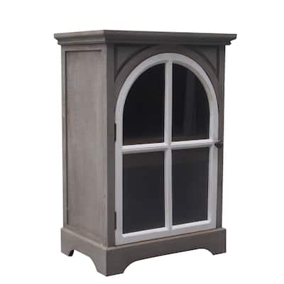 Farmhouse Wood Storage Cabinet with Arched Door and Shelf