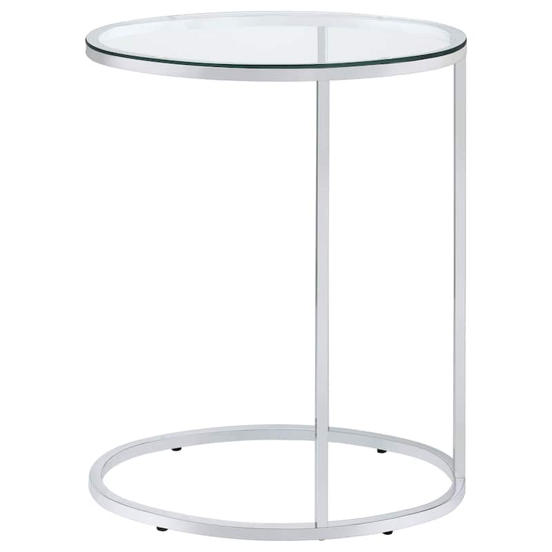 Kyle Oval Glass Top C-Shaped Sofa Side Table Chrome