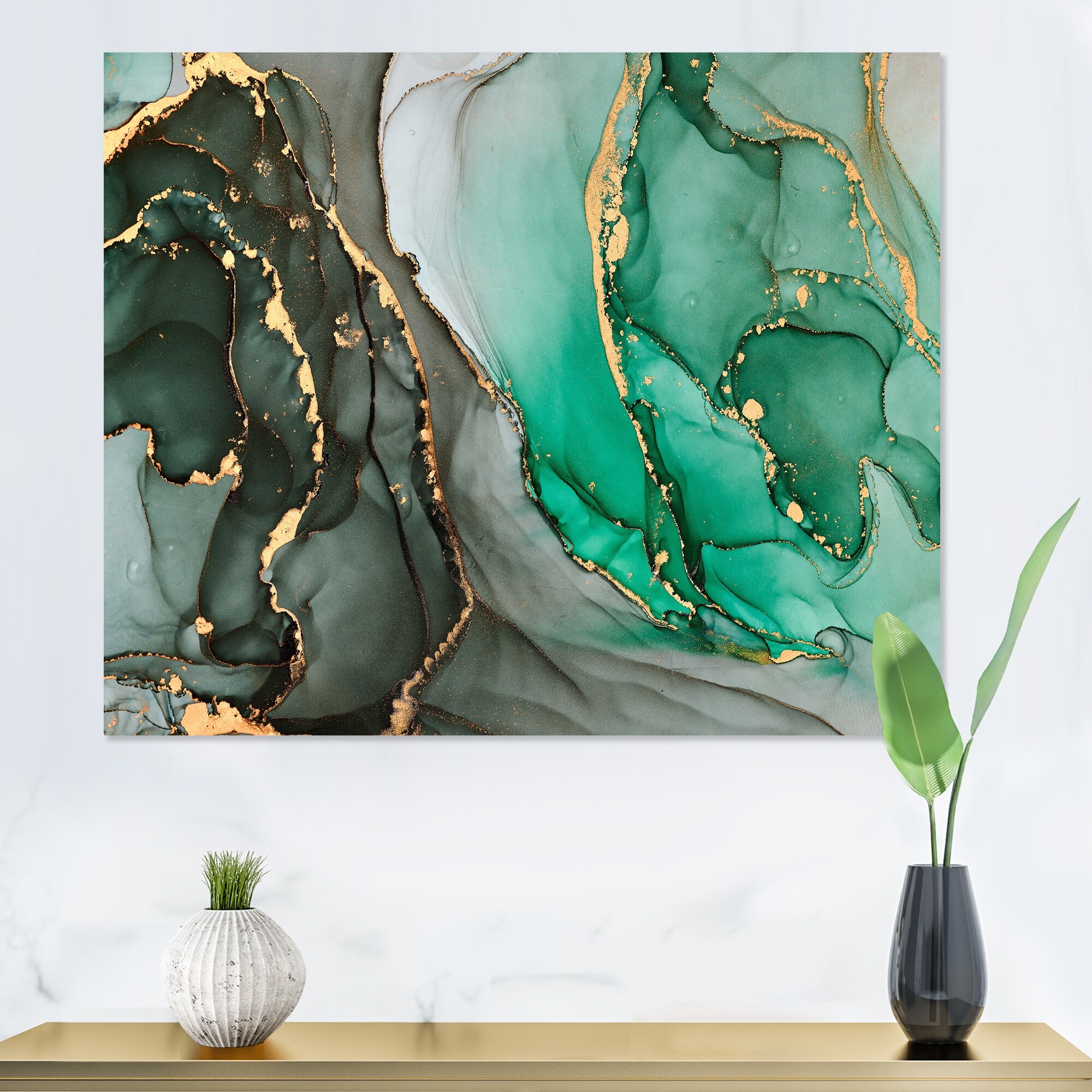 designart 'turquoise and gray