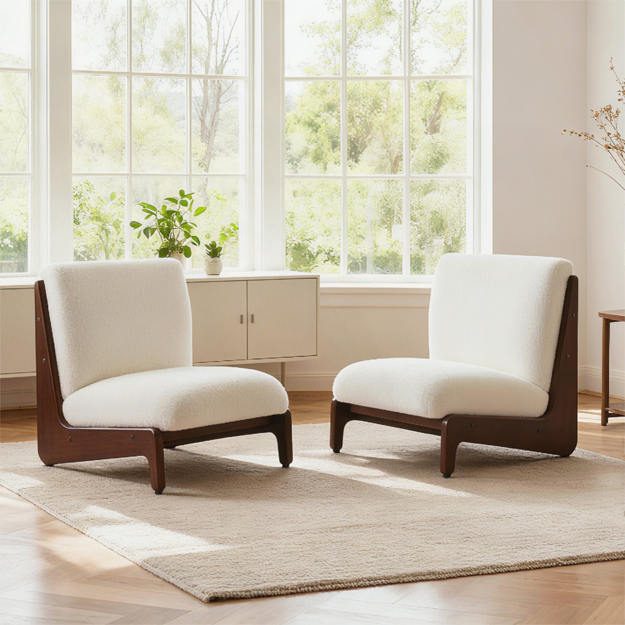 Living Accent Chair with Solid Wood Frame, Set of 2