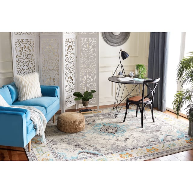 SAFAVIEH Monaco Lillie Boho Medallion Distressed Area Rug - 12' x 18' - Grey/Light Blue