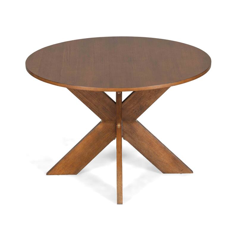 Classic Round Dining Table, Space-Saving Kitchen Table Seats 5, Cherry Finish, Sturdy and Easy to Assemble