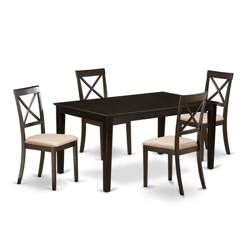 HomeStock 5-Pc Cappuccino Solid Wood Top - Dining Room Set - Seats 4