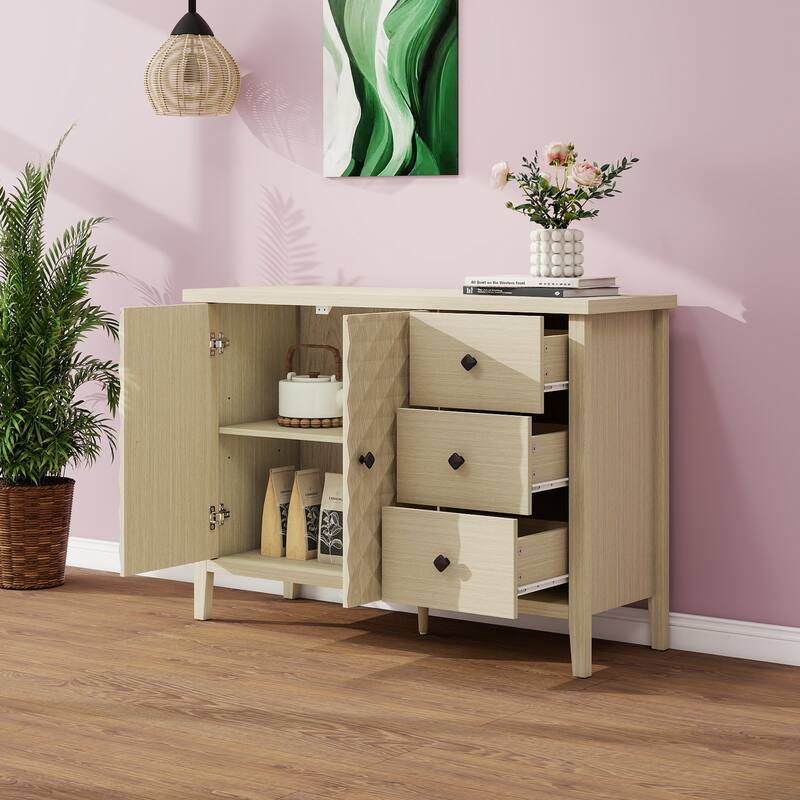 3-Drawer Storage Cabinet Accent Cabinet Natural Toy Cabinet